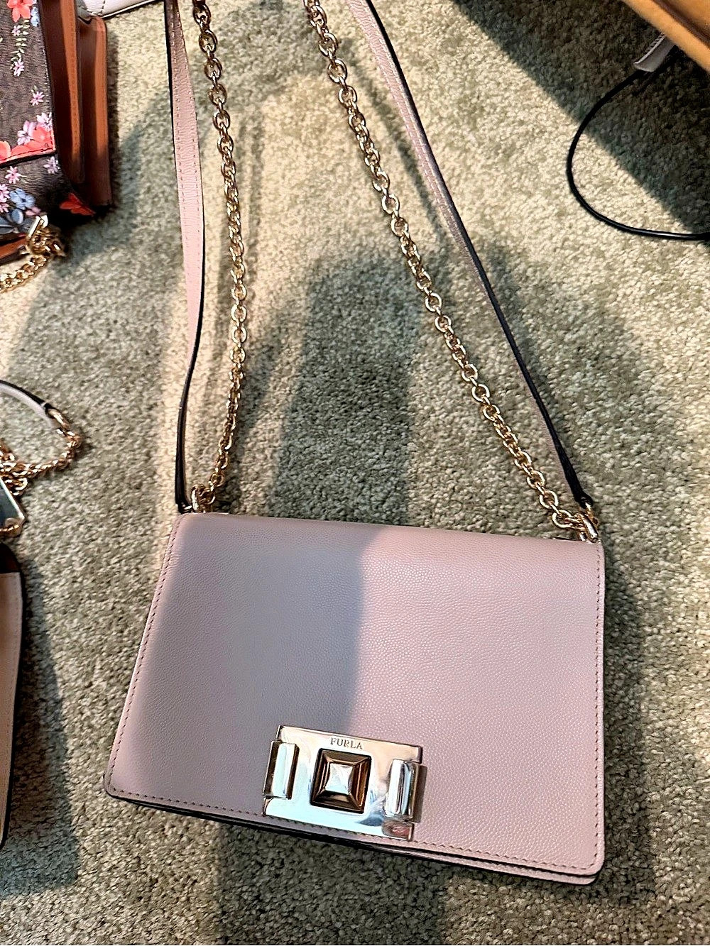 Furla Metropolis Mini Crossbody Pink Chain Bag